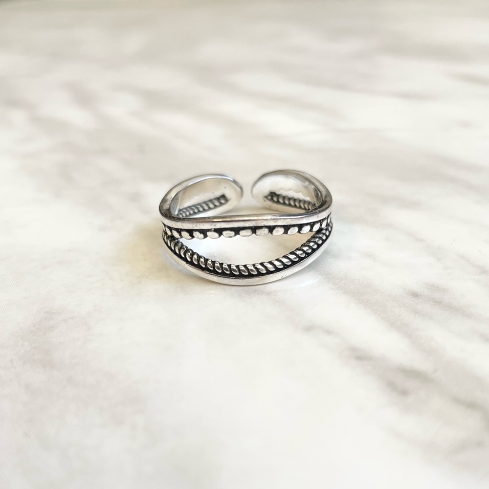New Sterling Silver 925 Abstract Adjustable Ring